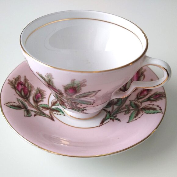 *RARE* Taylor & Kent Longton England Rose Moss Tea Cup & Saucer - Picture 2 of 8